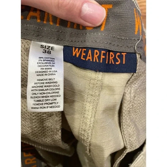 Wearfirst Men's Ripstop Cargo Shorts Tan Size 38 10" Inseam Stretchy Waist - Picture 3 of 5